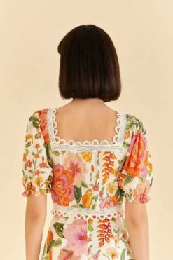 Farm Rio Off-White Macaw Bloom Blouse -Perfect Top Shop 309414 04