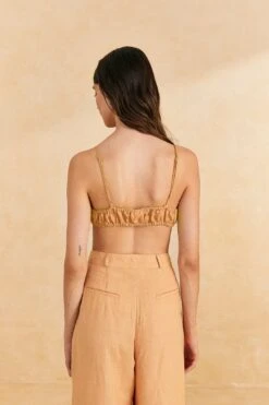 Farm Rio Beige Leaf Crop Top -Perfect Top Shop 309419 03