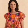 Farm Rio Coral Summer Sun Blouse -Perfect Top Shop 309447 01