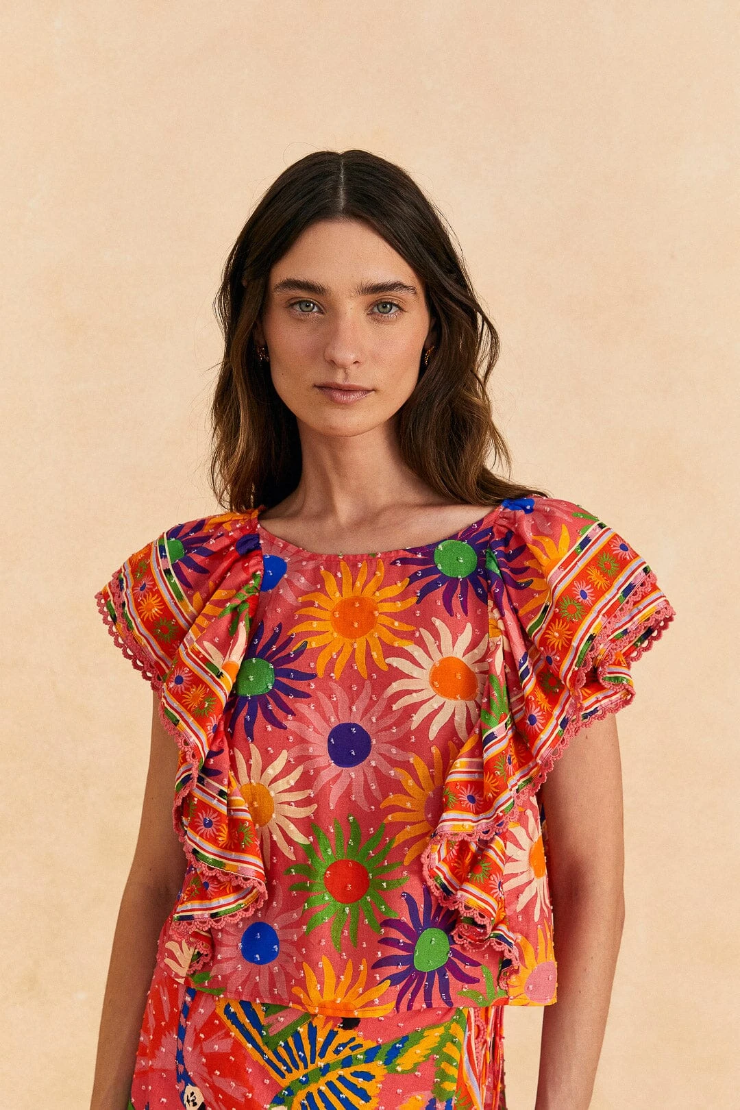 Farm Rio Coral Summer Sun Blouse 3 Farm Rio Coral Summer Sun Blouse