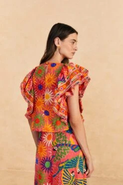 Farm Rio Coral Summer Sun Blouse 10 Farm Rio Coral Summer Sun Blouse -Perfect Top Shop 309447 04