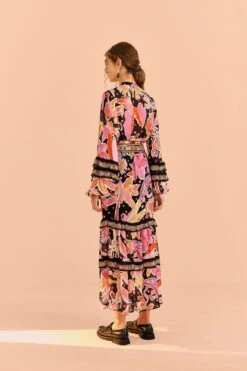 Farm Rio Black Enchanted Nature Midi Dress -Perfect Top Shop 309488 04