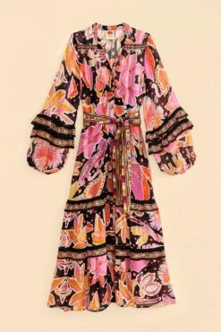 Farm Rio Black Enchanted Nature Midi Dress -Perfect Top Shop 309488 06