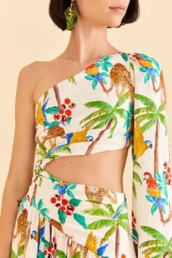 Farm Rio Tropical Paradise One Shoulder Midi Dress -Perfect Top Shop 309497 03