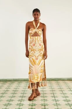 Farm Rio Sand Jungle Chic Midi Dress