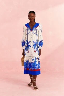 Farm Rio Off-White Jungle Chic Midi Dress