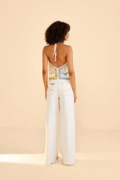 Farm Rio Embroidered Floral Twill Pants -Perfect Top Shop 309566 04