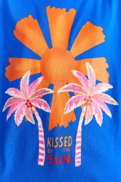 Farm Rio Blue Kissed By The Sun Organic Cotton T-Shirt -Perfect Top Shop 309573 04