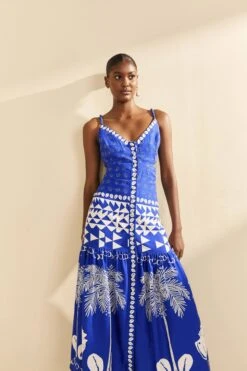 Farm Rio Blue Mixed Ondina Midi Dress -Perfect Top Shop 310652 03