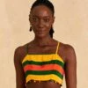 Farm Rio Yellow, Green & Red Striped Crop Top -Perfect Top Shop 310659 01