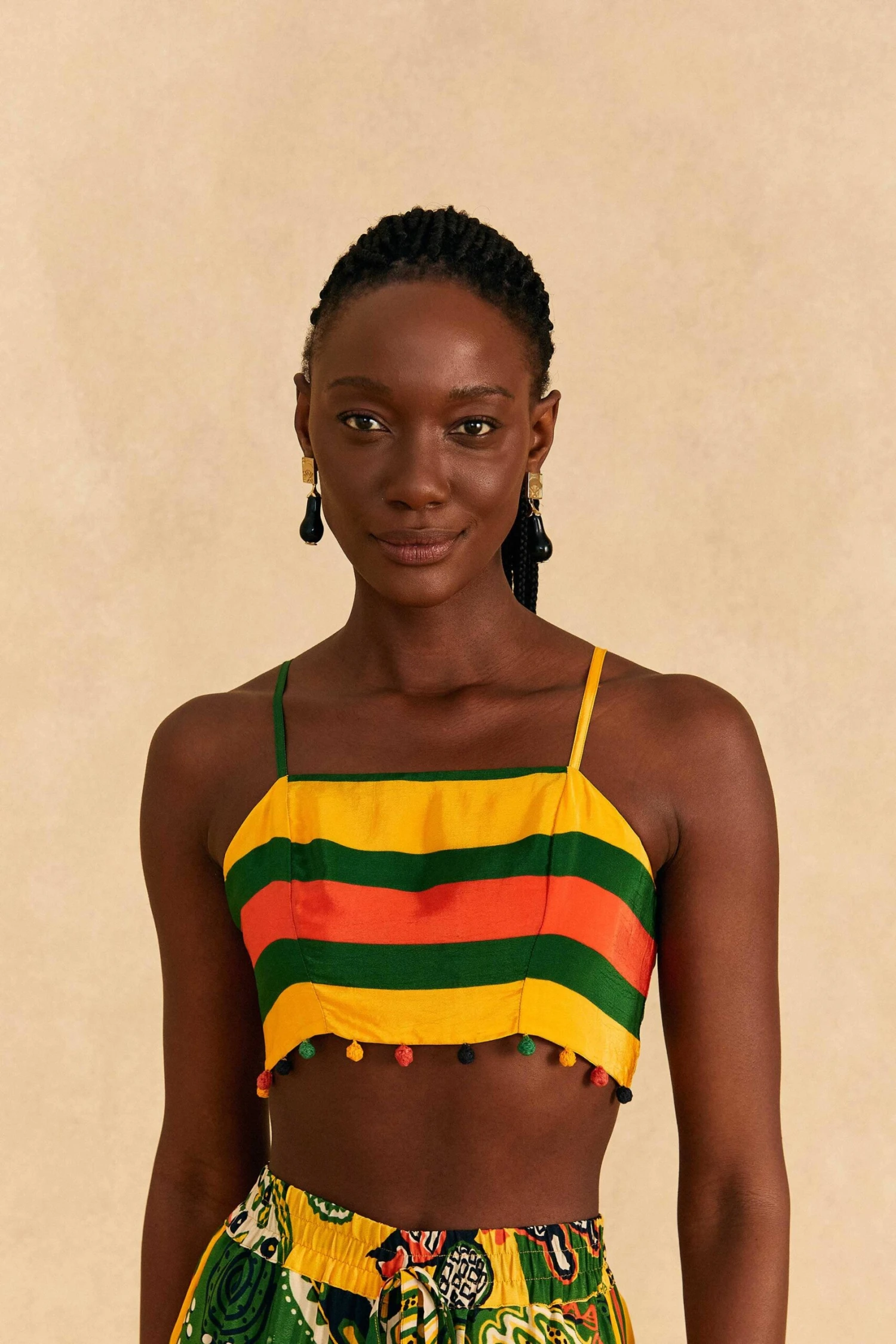 Farm Rio Yellow, Green & Red Striped Crop Top 3 Farm Rio Yellow, Green & Red Striped Crop Top