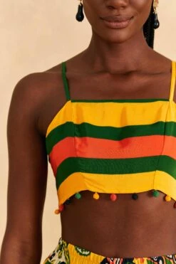 Farm Rio Yellow, Green & Red Striped Crop Top 10 Farm Rio Yellow, Green & Red Striped Crop Top -Perfect Top Shop 310659 03