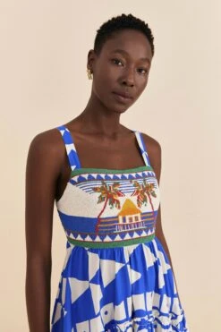 Farm Rio Mixed Pitta Colors Organic Cotton Embroidered Midi Dress -Perfect Top Shop 310673 05