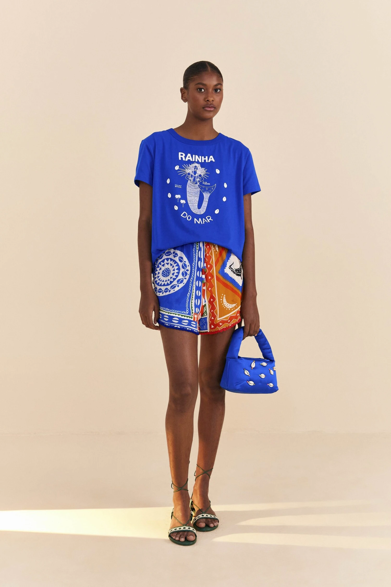 Farm Rio Blue Rainha Do Mar Organic Cotton T-Shirt 4 Farm Rio Blue Rainha Do Mar Organic Cotton T-Shirt - Image 2