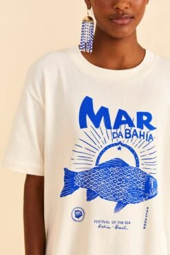 Farm Rio White Mar Da Bahia Organic Cotton T-shirt -Perfect Top Shop 310696 03