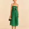 Farm Rio Green Coconut Tree Richelieu Midi Dress