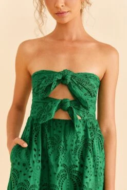 Farm Rio Green Coconut Tree Richelieu Midi Dress -Perfect Top Shop 311340 03