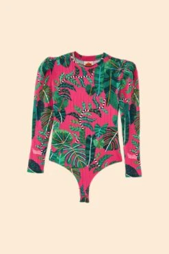 Farm Rio Pink Leaves Oganic Cotton Bodysuit -Perfect Top Shop 311367 06