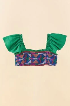 Farm Rio Embroided Green Top -Perfect Top Shop 311435 06