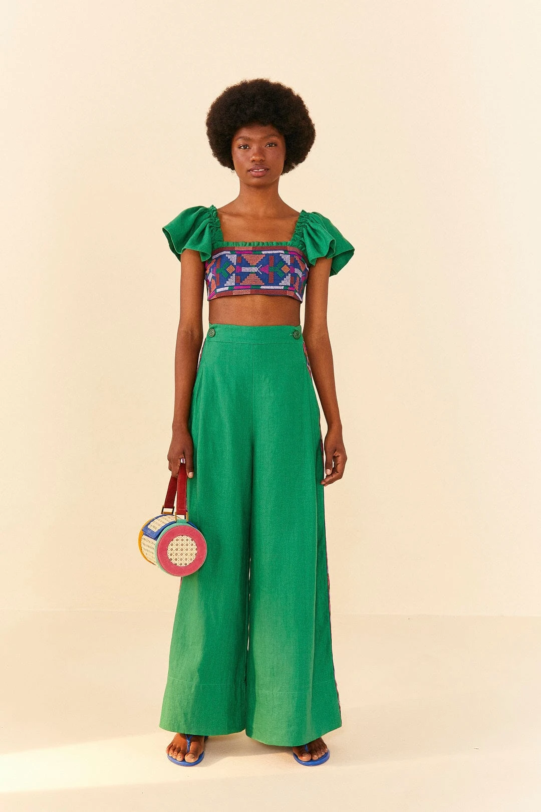 Farm Rio Embroided Green Pants 4 Farm Rio Embroided Green Pants - Image 2