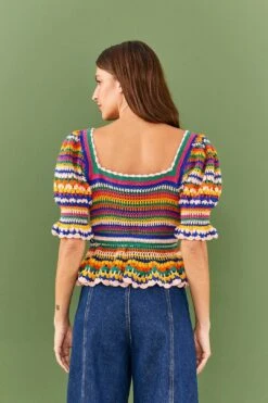 Farm Rio Multi Stitches Crochet Blouse -Perfect Top Shop 311559 03