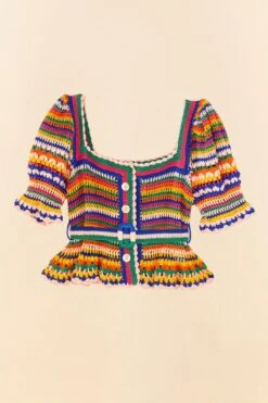 Farm Rio Multi Stitches Crochet Blouse -Perfect Top Shop 311559 05