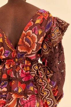 Farm Rio Brown Bright Flora Blouse -Perfect Top Shop 312020 06