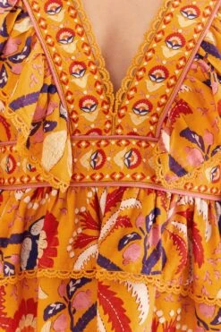 Farm Rio Yellow Palms Party Ruffle Blouse -Perfect Top Shop 312021 06