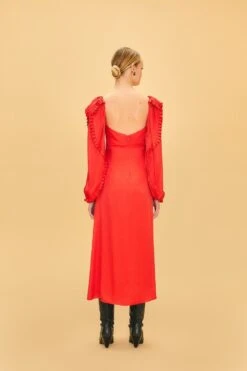 Farm Rio Red Heart Shaped Neckline Long Sleeve Midi Dress 11 Farm Rio Red Heart Shaped Neckline Long Sleeve Midi Dress -Perfect Top Shop 312027 03