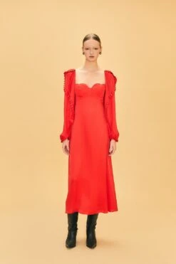 Farm Rio Red Heart Shaped Neckline Long Sleeve Midi Dress 12 Farm Rio Red Heart Shaped Neckline Long Sleeve Midi Dress -Perfect Top Shop 312027 04