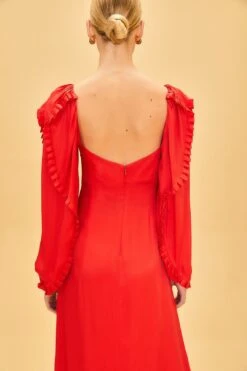 Farm Rio Red Heart Shaped Neckline Long Sleeve Midi Dress 13 Farm Rio Red Heart Shaped Neckline Long Sleeve Midi Dress -Perfect Top Shop 312027 05