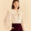 Farm Rio Off-White Richelieu Big Collar Blouse