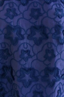 Farm Rio Navy Blue 3d Star Texture Blouse -Perfect Top Shop 312282 06