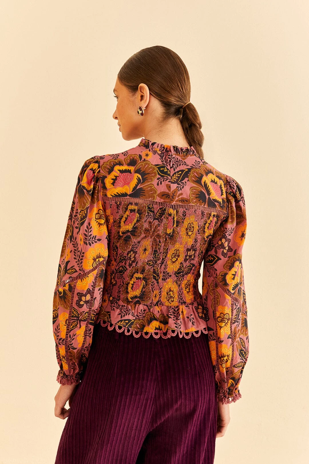 Farm Rio Blush Garden Bloom Smocked Blouse 5 Farm Rio Blush Garden Bloom Smocked Blouse - Image 3