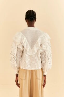 Farm Rio Off-White Smocked Yoke 3d Flower Blouse 11 Farm Rio Off-White Smocked Yoke 3d Flower Blouse -Perfect Top Shop 312290 04