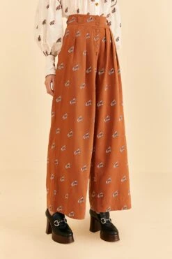 Farm Rio Caramel Embroidered Horses Pants -Perfect Top Shop 312388 03