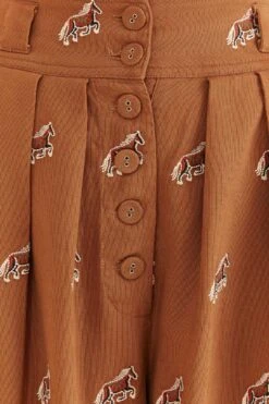Farm Rio Caramel Embroidered Horses Pants -Perfect Top Shop 312388 05
