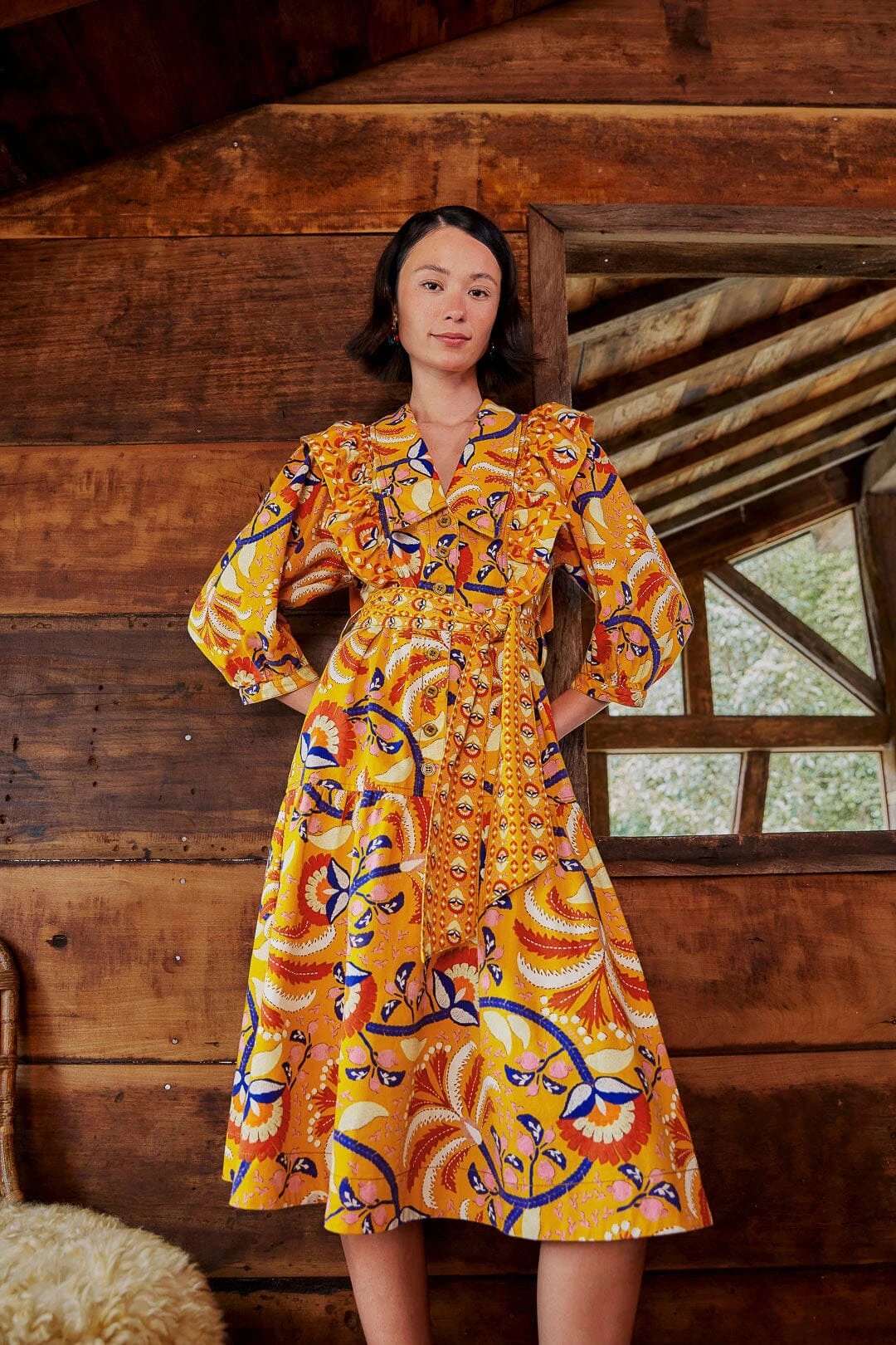 Farm Rio Yellow Palms Party Midi Dress 3 Farm Rio Yellow Palms Party Midi Dress