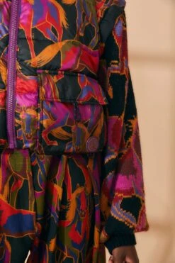 Farm Rio Black Wild Horses Reversible Puffer Jacket -Perfect Top Shop 312503 08