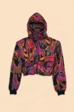 Farm Rio Black Wild Horses Reversible Puffer Jacket -Perfect Top Shop 312503 09