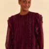 Farm Rio Burgundy Ruffle Blouse -Perfect Top Shop 312660 01