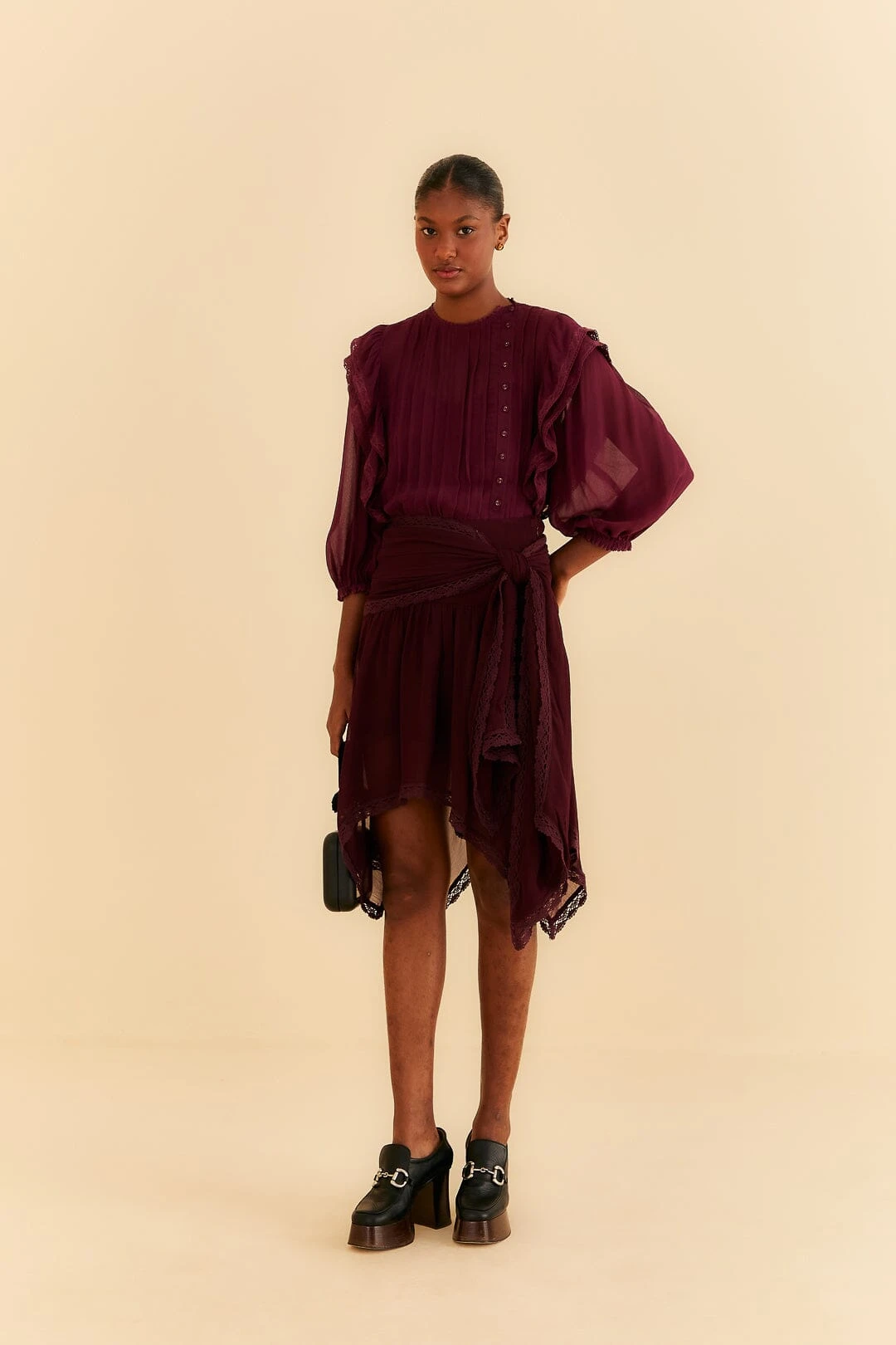 Farm Rio Burgundy Ruffle Blouse 4 Farm Rio Burgundy Ruffle Blouse - Image 2