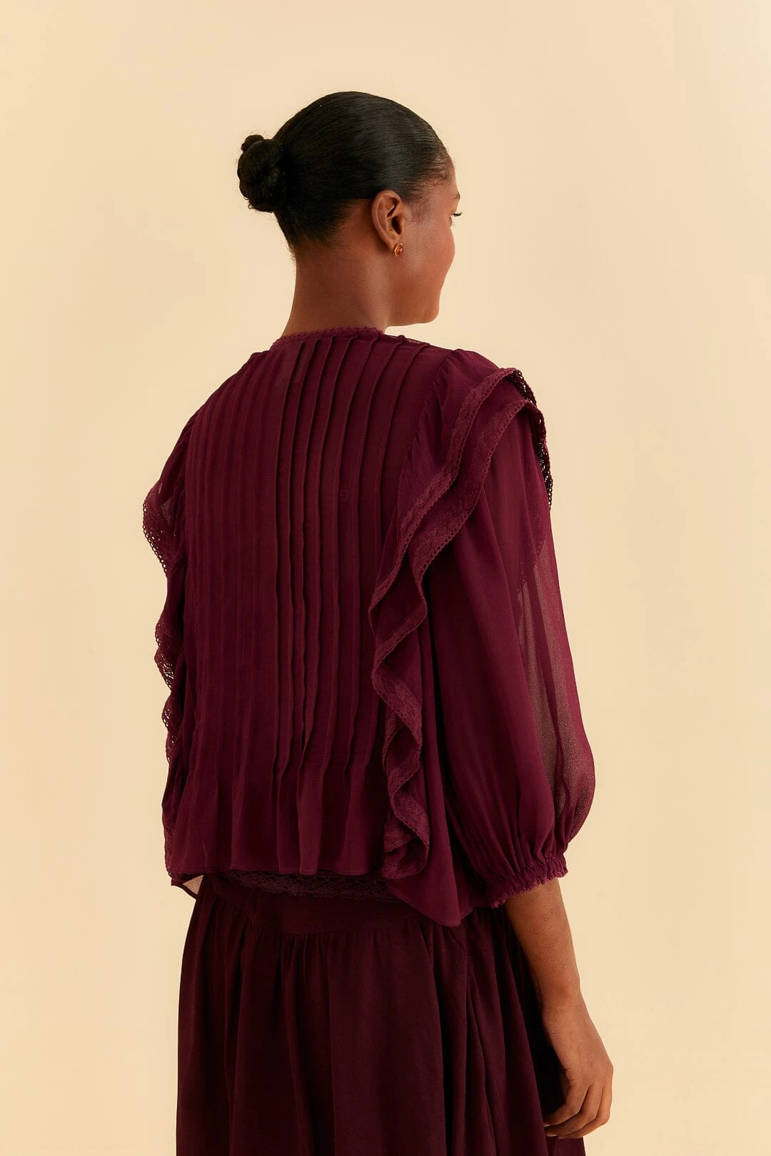 Farm Rio Burgundy Ruffle Blouse 6 Farm Rio Burgundy Ruffle Blouse - Image 4