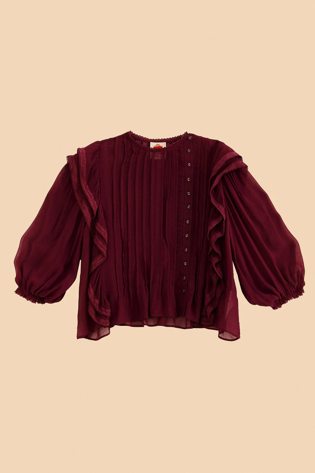 Farm Rio Burgundy Ruffle Blouse 8 Farm Rio Burgundy Ruffle Blouse - Image 6