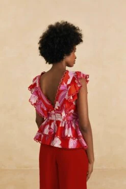Farm Rio Red Dewdrop Floral Sleeveless Blouse 8 Farm Rio Red Dewdrop Floral Sleeveless Blouse -Perfect Top Shop 313598 03