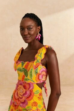 Farm Rio Yellow Macaw Bloom Midi Dress 9 Farm Rio Yellow Macaw Bloom Midi Dress -Perfect Top Shop 313600 03