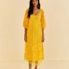 Farm Rio Yellow Guipure Midi Dress -Perfect Top Shop 313604 02
