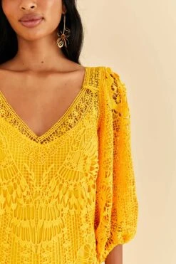 Farm Rio Yellow Guipure Midi Dress -Perfect Top Shop 313604 03