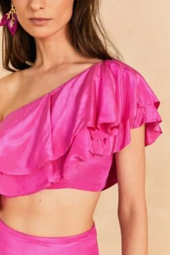 Farm Rio Dark Pink Marocaine Ruffle Top -Perfect Top Shop 313616 03