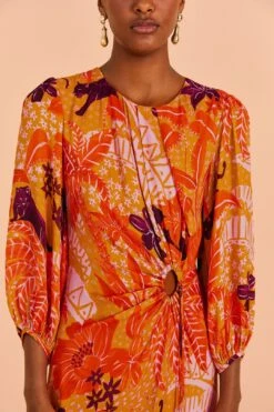 Farm Rio Beige Jungle Panther Lenzing™ Ecovero™ Viscose Midi Dress -Perfect Top Shop 313673 03